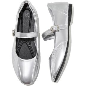 Iarus Women's Mary Jane Dress Ballet Flats Shoes Buckle Strap | Non-Slip Fold-able Cute Faux Leather Pointed Toe Casual Dress Business Comfortable Dressy Office Work Teacher in Saudi Arabia