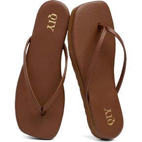Flip Flops for Women Square Toe Platform Sandals Slides, Dark Brown, 7.5 | Memory Foam Insole - Lightweight and Comfortable, Women Footwear Summer Thong Sandals for Women 2026 in Saudi Arabia