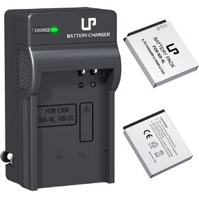 LP NB-4L Battery Charger Pack, 2-Pack 1500mah Battery for Canon PowerShot ELPH 100 HS 300 HS 330 HS 310 HS SD1000 SD1100 is SD1400 is SD200 SD30 SD300 SD40 SD400 SD600 SD750 SD780 is SD940 is and more in Kuwait