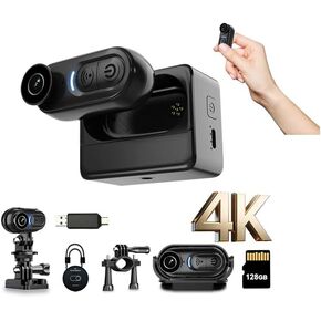 4K Mini Body Camera 128GB, Thumb Size Action Body Cam, Wearable Sports Cameras,Hands-Free POV Recording, Helmet Mount, Magnetic Sport DV for Bike Cycling,for Vlogging Pet Walk Swim in Kuwait