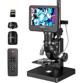 LM266S 5 Lens 7" HDMI Digital Microscope 5000X for Adults, Lab Digital Biological Microscope with Screen for Slides, Mechanical X-Y Stage, UHD 2160P Video, LCD Full View Coin Camera, PC View, 32GB in Kuwait