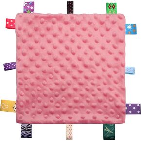 Entisn Tag Security Blanket 10x10 Minky Dot Lovey Pink | Colorful Satin Tags For Sensory Play, Ultra-Soft Minky Dot Fabric, Compact Size Fits Diaper Bags, Machine Washable Easy Care in Saudi Arabia
