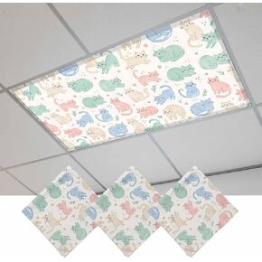 Cartoon Cats Magnetic Fluorescent Light Covers for Ceiling Lights 2x4 Ft, Modern Cute Colorful Cats Animals Office Classroom Kitchen Drop Ceiling Light Covers Lighting Filters Shade Panel 3 Packs in Kuwait