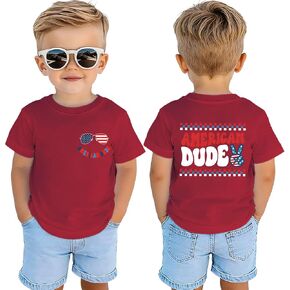4th of July Shirts for Toddler Boys American Dude T-Shirt Kid Patriotic Memorial Day Tees Independence Day Top 2-7Y in Kuwait