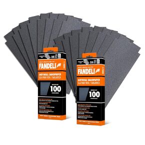 Fandeli | Multi-Purpose Sanding Paper | Grit 100 | 25 Sheets of 4 1/4'' x 11'' | Perfect for Sanding Drywall | Hand Sanding | Orbital Sanders in Kuwait