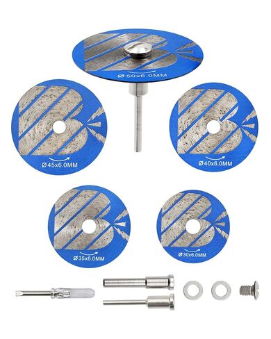 Tile Saw Blade Set, 5PCS Mortar Raking Disc | Tile Blade1-3/16"/1-3/8"/1-9/16"/1-3/4"/2" for Ceramic Tile Porcelain Grout Cleaning with 1/8"/1/4" Shank & Screwdriver*1 in Kuwait