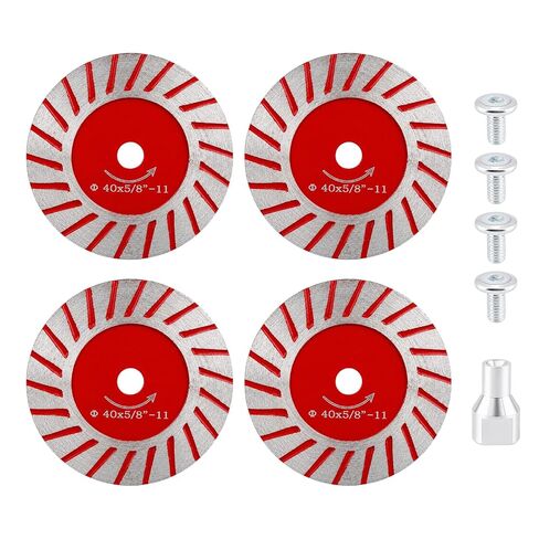 4 Pack 1.57 in (40mm) Diamond Saw Blades Set with 5/8-11 Arbor, Mini Diamond Engraving Blade for Granite Marble, Precision Stone Cutting Made Easy(4×Blades+1×Flange+4×Screws) in Kuwait