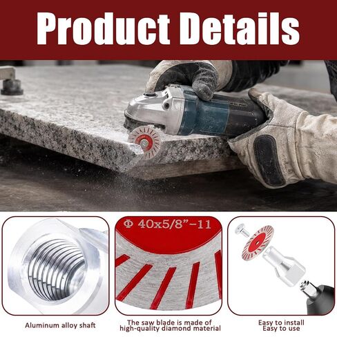 4 Pack 1.57 in (40mm) Diamond Saw Blades Set with 5/8-11 Arbor, Mini Diamond Engraving Blade for Granite Marble, Precision Stone Cutting Made Easy(4×Blades+1×Flange+4×Screws) in Kuwait