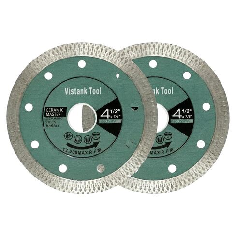 2-Pack 4.5 Inch Diamond Blade for Angle Grinder, 4 1/2 Inch Diamond Tile Blade for Porcelain Ceramic Granite Marble, Super Thin Chip-Free Smooth Dry Wet Cut Tile Cutting Disc, 7/8 Arbor in Kuwait