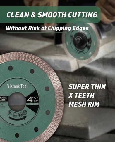 2-Pack 4.5 Inch Diamond Blade for Angle Grinder, 4 1/2 Inch Diamond Tile Blade for Porcelain Ceramic Granite Marble, Super Thin Chip-Free Smooth Dry Wet Cut Tile Cutting Disc, 7/8 Arbor in Kuwait