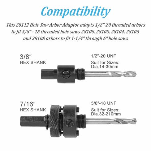 Holesaw Arbor Adaptor 28112 for Ivy Classic 28112 Hole Saw Arbor, Adapts 1/2-Inch - 20 Thread to 5/8-Inch - 18 in Kuwait