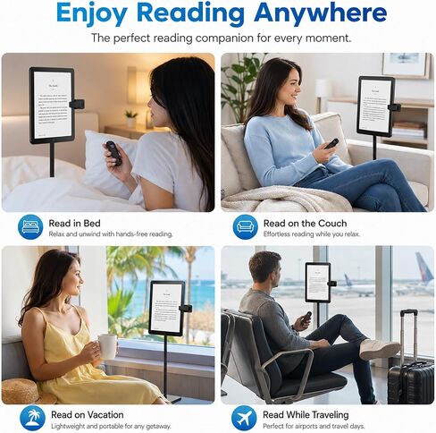 Page Turner for Kindle Paperwhite, RF Remote Control Clicker Page Turner Kindle Accessories for iPhone,iPad, Android Tablets Reading Novels,Camera Video Record&Shutter Selfie (Black) in Kuwait