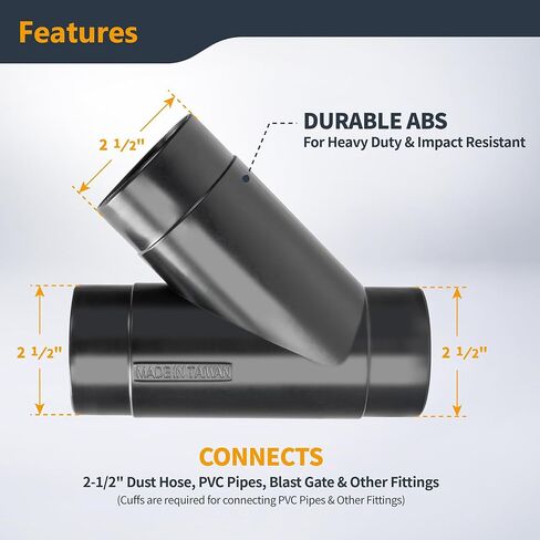 POWERTEC 2-1/2 Inch Y Fitting for 2 1/2 Inch Hose, 2 1/2 Inch Hose Connector Fittings for Dust Collection System, 1 pack (70179V) in Kuwait