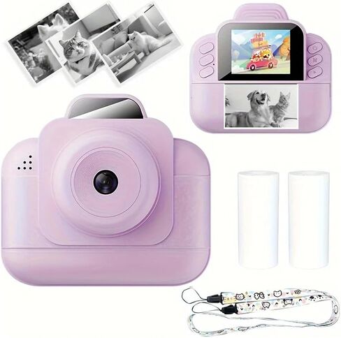 Instant Camera Kit with1080P HD Video, 2-Inch Display,USB Dual Power,Easy Photo Editing & Games Ideal for Birthdays,Valentine's,(Purple) in Kuwait