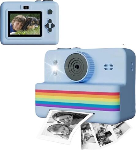 Insant Printer Camera for Photography Mini Printer Portable Thermal Instant Print Photo Digital Camera 2.8inch HD Video Toy Gift(Black Rainbow) in Kuwait