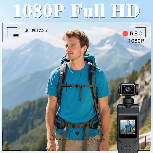 Body Camera with Audio & Video Recording Handheld Vlogging Camera | 1080P FHD | 270° Rotationg Lens | Night Vision | Connects to Phone | 1.54in Screen | Magnetic Clip | Camera for Vlogging in Kuwait