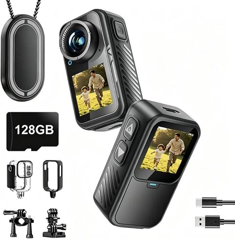 4K Mini Action Camera,4K60FPS 20MP WiFi Action Camera with EIS Ultra HD 130FT Waterproof Underwater Camera Remote Control(Black, 128, GB) in Kuwait