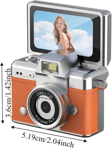 1.47" 180° Flip Thumb Keychain Retro CCD Mini Camera | Portable Digital Camera with Neck Strap & Memory Card Slot( ) in Kuwait