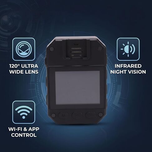 Dpofirs Body Worn Camera with WiFi, 1080P Night Vision Wearable Video Recorder with 32GB Memory Card and Wide Angle Lens for Outdoor Sports Law Enforcement (Black) in Kuwait