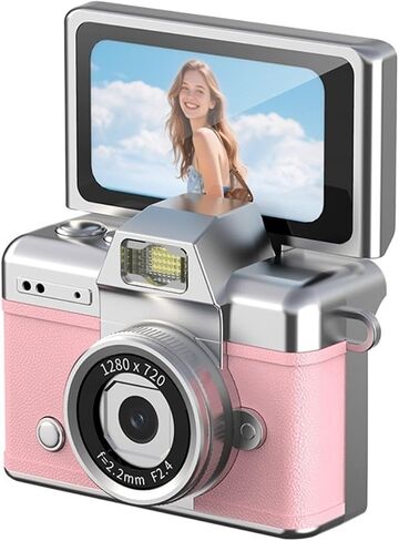 1.47" 180° Flip Thumb Keychain Retro CCD Mini Camera | Portable Digital Camera with Neck Strap & Memory Card Slot(Orange) in Kuwait