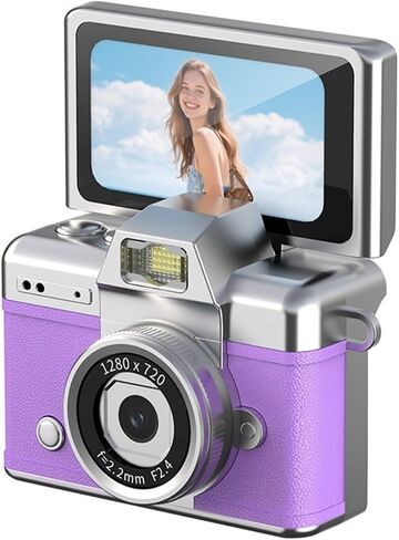 1.47" 180° Flip Thumb Keychain Retro CCD Mini Camera | Portable Digital Camera with Neck Strap & Memory Card Slot(Orange) in Kuwait