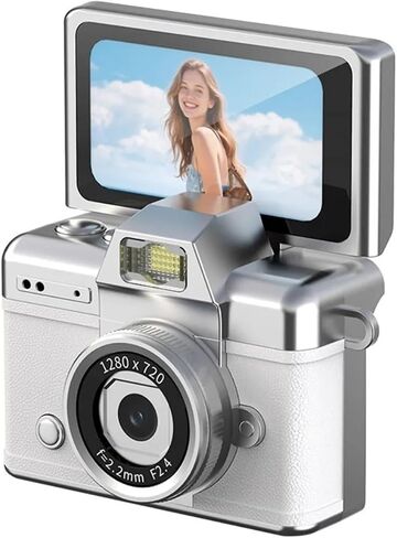 1.47" 180° Flip Thumb Keychain Retro CCD Mini Camera | Portable Digital Camera with Neck Strap & Memory Card Slot(Orange) in Kuwait