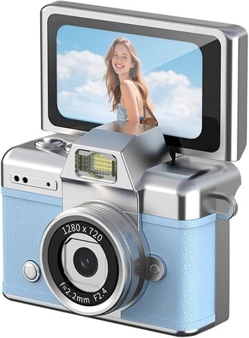 1.47" 180° Flip Thumb Keychain Retro CCD Mini Camera | Portable Digital Camera with Neck Strap & Memory Card Slot(Orange) in Kuwait