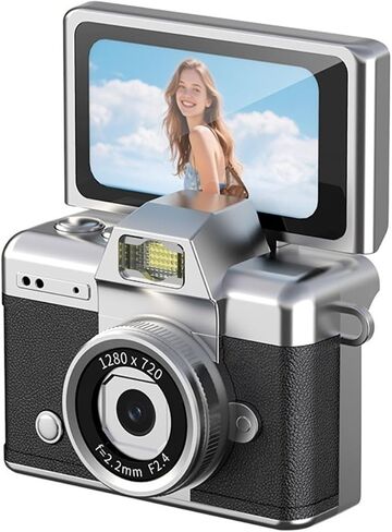 1.47" 180° Flip Thumb Keychain Retro CCD Mini Camera | Portable Digital Camera with Neck Strap & Memory Card Slot(Orange) in Kuwait