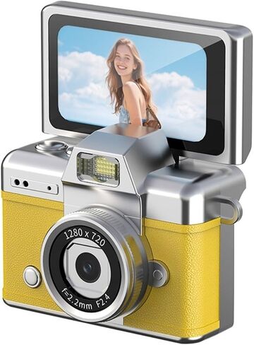 1.47" 180° Flip Thumb Keychain Retro CCD Mini Camera | Portable Digital Camera with Neck Strap & Memory Card Slot(Orange) in Kuwait