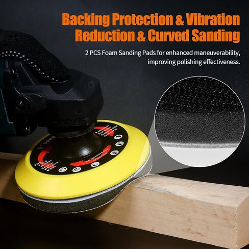 Upgraded 5 Inch Hook and Loop Backing Pad Plate 5/8-11 Threads, Angle Grinder Sanding Disc Attachments with Interface Foam Sanding Pad, Grinder Buffer Accessories for Wood Metal Polishing in Kuwait