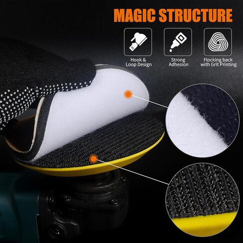 Upgraded 5 Inch Hook and Loop Backing Pad Plate 5/8-11 Threads, Angle Grinder Sanding Disc Attachments with Interface Foam Sanding Pad, Grinder Buffer Accessories for Wood Metal Polishing in Kuwait