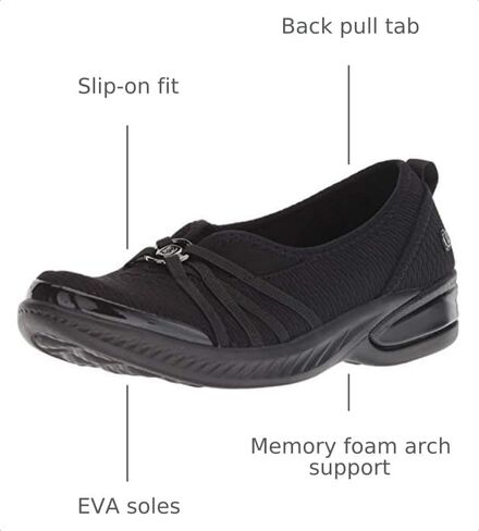 LifeStride BZees Womens Niche Slip-On Comfort Ballet Flat, Black, 10 Wide US in Kuwait