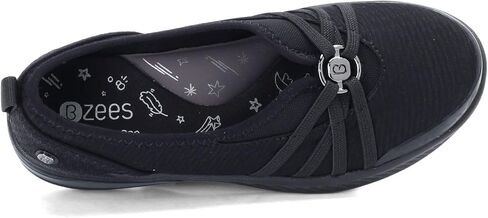 LifeStride BZees Womens Niche Slip-On Comfort Ballet Flat, Black, 10 Wide US in Kuwait