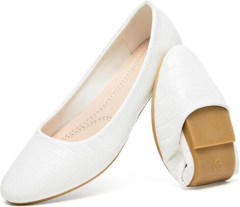 HEAWISH Womens Leather Dress Shoes Crocodile Print Ballet Flats | Comfortable Office Slip On Loafers,PU Lightweight,Work Shoes With Memory Foam in Kuwait