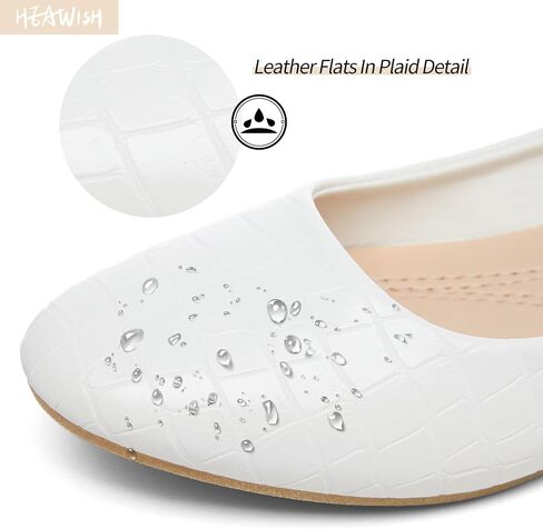 HEAWISH Womens Leather Dress Shoes Crocodile Print Ballet Flats | Comfortable Office Slip On Loafers,PU Lightweight,Work Shoes With Memory Foam in Kuwait