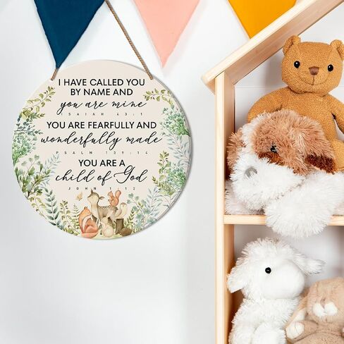 Christian Nursery Wall Decor, Nursery Scripture Wall Decor for Newborn Baby Boy Girl Kids Bedroom Toddler Room Bible Verse Religious Hanging Sign Decorations Baptism Gift, You Are a Child of God in Kuwait