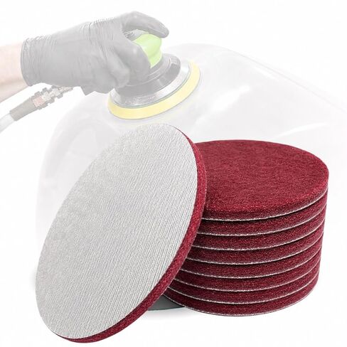 LiME LiNE 6" Scuffing Pads, Hook & Loop for Orbital Dual Action Sanders (Red 8 Pack) in Kuwait