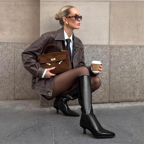 DREAM PAIRS Women's Kitten Heel Knee High Boots | 2.5" Low Kitten Heel, Pointed Toe Zipper Boots, Comfortable, Soft Boots Shaft, Easy Pull-on, Women's Knee High Dress Boots in Kuwait