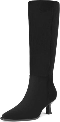 DREAM PAIRS Women's Kitten Heel Knee High Boots | 2.5" Low Kitten Heel, Pointed Toe Zipper Boots, Comfortable, Soft Boots Shaft, Easy Pull-on, Women's Knee High Dress Boots in Kuwait