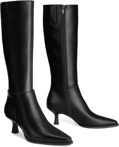 DREAM PAIRS Women's Kitten Heel Knee High Boots | 2.5" Low Kitten Heel, Pointed Toe Zipper Boots, Comfortable, Soft Boots Shaft, Easy Pull-on, Women's Knee High Dress Boots in Kuwait