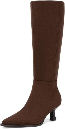 DREAM PAIRS Women's Kitten Heel Knee High Boots | 2.5" Low Kitten Heel, Pointed Toe Zipper Boots, Comfortable, Soft Boots Shaft, Easy Pull-on, Women's Knee High Dress Boots in Kuwait