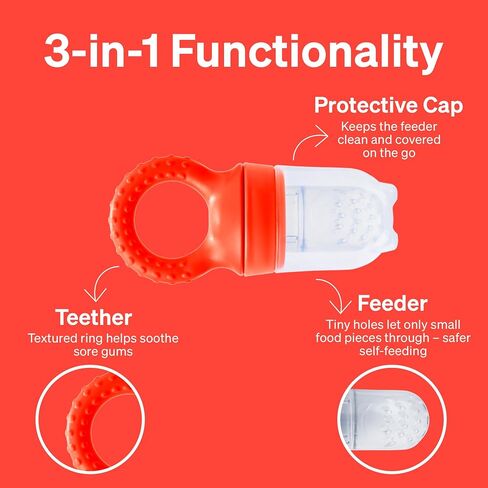LoveNoobs Baby Fruit Feeder, 2 Pack | Silicone Teether, Frozen Teething Toy, Fruit Pacifier with 6 Teats, BPA/BPS Free, Food-Grade Mesh, Baby Feeding, 2 Pack in Kuwait