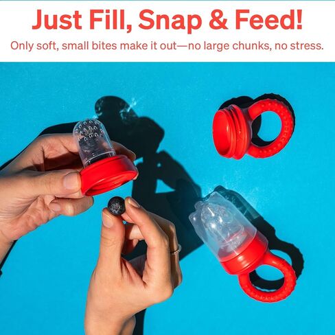 LoveNoobs Baby Fruit Feeder, 2 Pack | Silicone Teether, Frozen Teething Toy, Fruit Pacifier with 6 Teats, BPA/BPS Free, Food-Grade Mesh, Baby Feeding, 2 Pack in Kuwait
