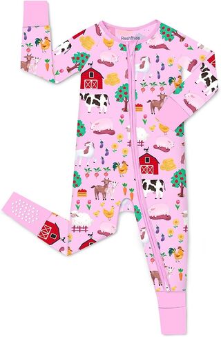 babee Reshinee Bamboo Viscose Baby Footie Pajama, Zipper Pajamas for Baby Boys & Baby Girls 0-24M in Kuwait