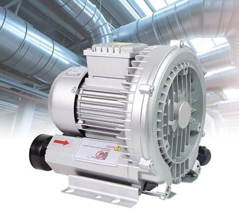 750W 220V/380V Industrial Blower, High-Pressure Side Channel Vacuum Pump with Silencer. Durable Aluminum Housing for Factory Ventilation & Dust Removal. Smooth Operation Low Noise Reliable Performance in Kuwait