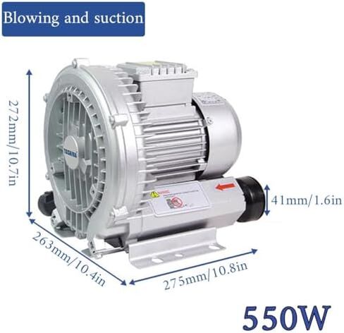 110V Vortex Ring Blower Industrial Regenerative Blower Strong Centrifugal Vortex Fan Large Airflow Vacuum Pump 120W 250W 350W 750W for Aquaculture Pond Aeration(550W) in Kuwait