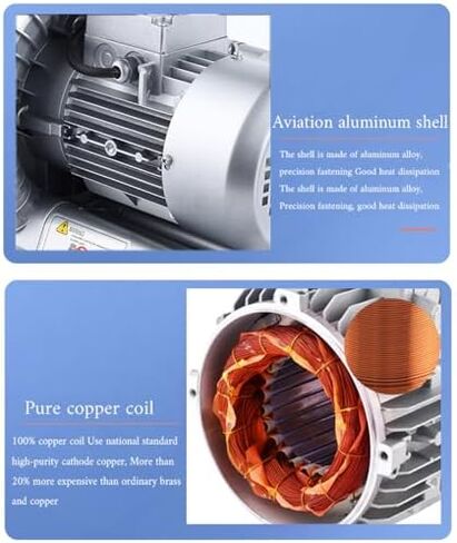 110V Vortex Ring Blower Industrial Regenerative Blower Strong Centrifugal Vortex Fan Large Airflow Vacuum Pump 120W 250W 350W 750W for Aquaculture Pond Aeration(550W) in Kuwait