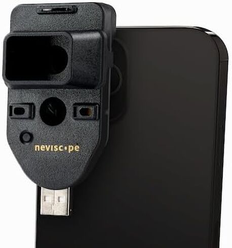 Neviscope Black Phone Dermatoscope Microscope with Polarized Lens/LED Light, 100x Camera Attachment with Universal Clip for Most iPhone/Android Phones Free App in Kuwait