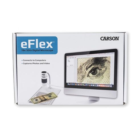 Carson eFlex 78x/324x Effective Magnification (Based on a 27" monitor) LED Lighted USB Digital Microscope with Flexible Stand and Base (MM-840) , White in Kuwait