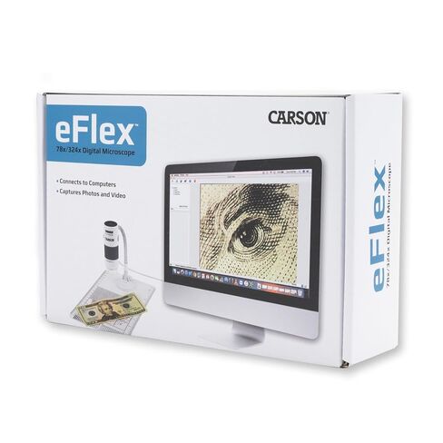 Carson eFlex 78x/324x Effective Magnification (Based on a 27" monitor) LED Lighted USB Digital Microscope with Flexible Stand and Base (MM-840) , White in Kuwait